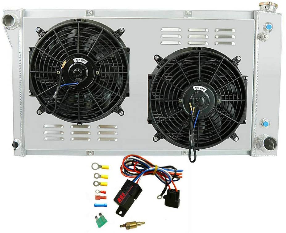OzCoolingParts 4 Row Core Aluminum Radiator + 2 x 12