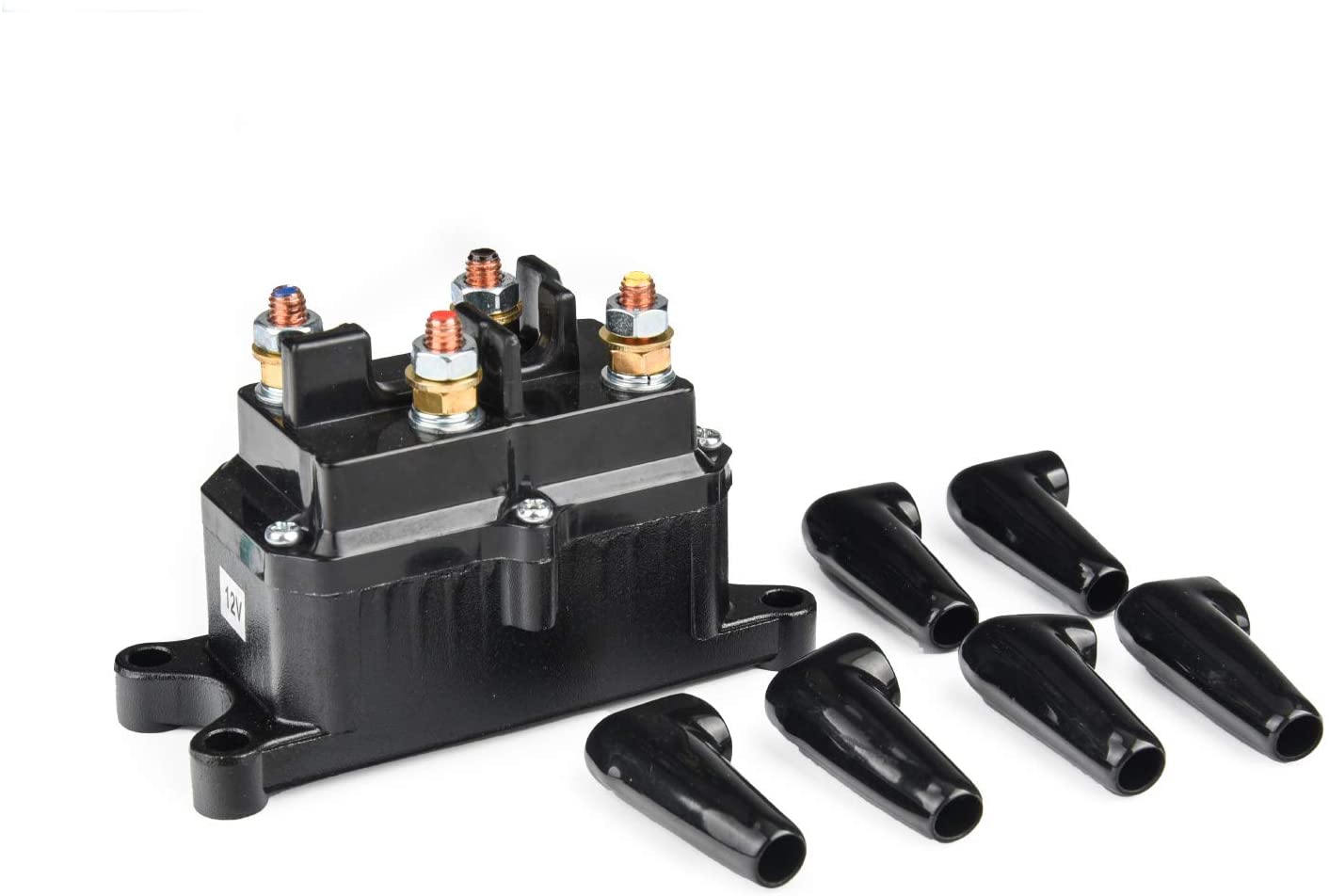 250A Winch Solenoid Relay 12V Winch Rocker Thumb Switch for ATV UTV 2000-5000lbs Winch with 6 Protecting Caps