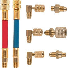 Iinger 8pcs Car Air Conditioner Refrigeration R134A R12 Converting Adapter Hose Set Kits Air Condition Adapters Connector Hose A35