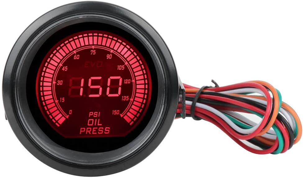 cciyu Electronic Gauge Universal 2 inch 52mm Oil Pressure Gauge Car Motor Oil Press Gauge LCD Display 0-150 PSI for Car Vehicle Automotive Oil Press Sensor