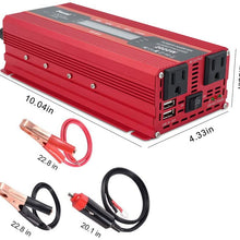 IpowerBingo Power Inverter 1000W/2000W Dual AC Outlets and Dual USB Charging Ports DC 12V to 110V AC Car Converter with Digital Display