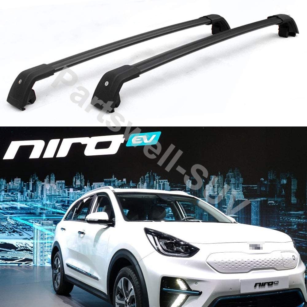 YiXi-Partswell 2Pcs Lockable Roof Rack Cross Bars Crossbar Baggage Luggage Rack Aluminum Fit for KIA NIRO 2017-2020 - Black