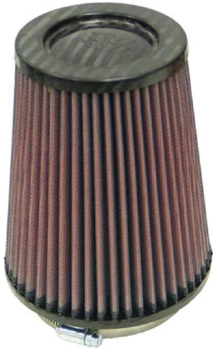 K&N Universal Air Filter - Carbon Fiber Top: High Performance, Premium, Replacement Filter: Flange Diameter: 4 In, Filter Height: 6.5 In, Flange Length: 0.625 In, Shape: Round Tapered, RP-4980