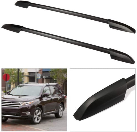 ANGLEWIDE Roof Rack Side Rails Aluminum Cargo Rack Fit For 2008-2013 For Toyota Highlander Sport Utility 4-door Rooftop Cross Bars Top Rail Carries Luggage Carrier - Max Load 150LBS,Black