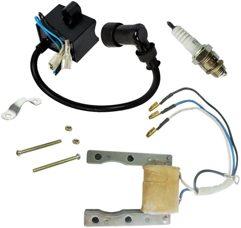 JLD CDI Ignition Coil Motorized Bicycle Magneto Coil Spark Plug for 2 Stroke 48cc 49cc 66cc 80cc Engine Bike Motors