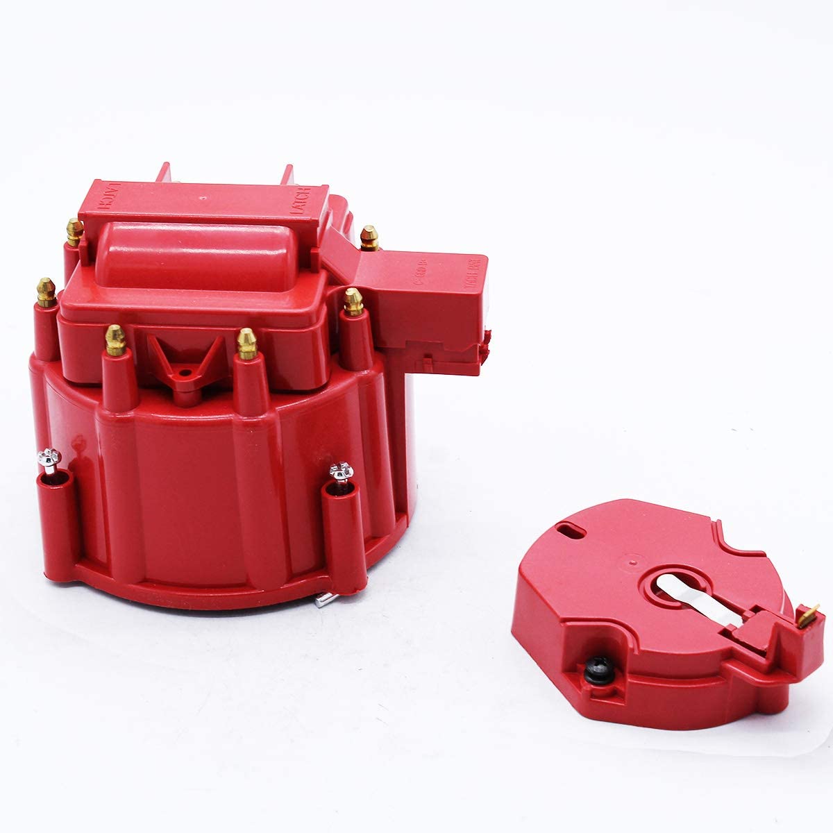 GSKMOTOR Performance Red Male HEI Distributor Cap & Rotor Replacement Kits Fits for SBC BBC 305 350 454