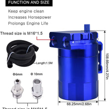 SPEEDWOW Aluminum Oil Catch Can Tank Filter Baffled With Breather Filter And Hose Kit Universal (Blue)
