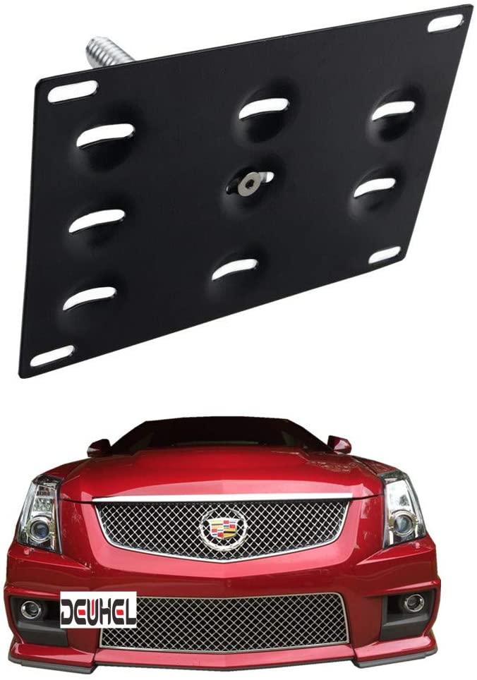 DEWHEL Front Bumper Tow Hook License Plate Mount Bracket Holder Bolt On for 2008-2013 Cadillac CTS Sedan 2010-2014 Cadillac CTS Wagon 2011-2014 Cadillac CTS Coupe