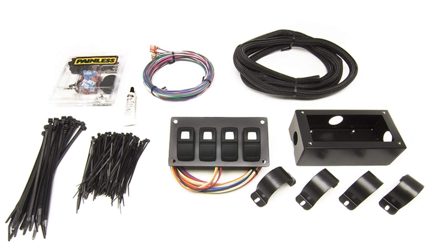 Painless Performance 58108 Track Rocker 4-Switch Customizable Panel, Roll Bar Mount