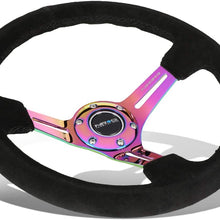 NRG Innovations ReinReplacement forced RST-018S-MCBS 350mm 3" Deep Dish Neo Chrome Spoke Black Suede Steering Wheel