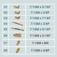 Iinger 8pcs Car Air Conditioner Refrigeration R134A R12 Converting Adapter Hose Set Kits Air Condition Adapters Connector Hose A35