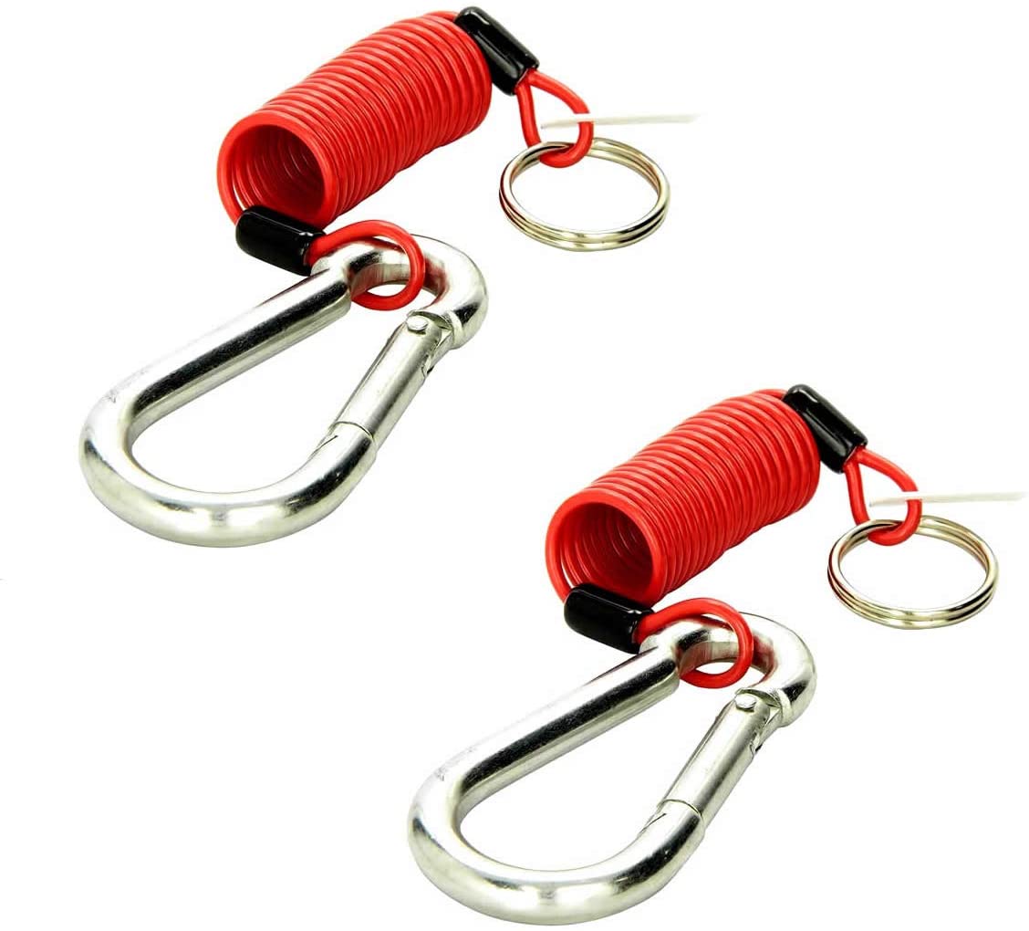 TAITONG 6 Foot Breakaway Trailer Cable, Trailer Brake Safety Cable Spring Towing Coiled Wire, Rv Brake Away Cable (2 Pack)