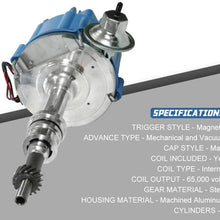 HEI Ignition Distributor for Small Block Ford 351W Windsor 5.8L 8 Cylinder New Distributor 65K Coil with Blue Cap
