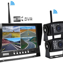 EVERSECU 4pcs Digital HD Wireless Signal Car Backup Camera with 9 inch 4ch Quad Display Monitor/Car DVR/Dash Monitor/Vehicle Video Recorder for RV/SUV/Van/Pickup/Truck/Trailer Rear/Side/Front View