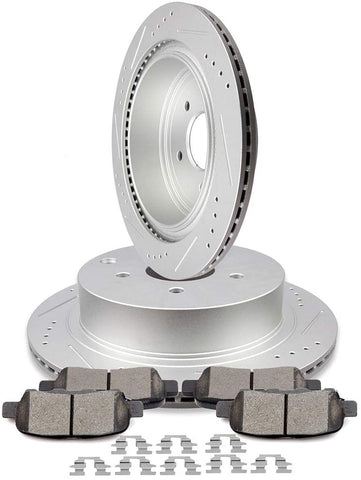 Aintier Brake Discs Rotors Ceramic Pads Rear Kits fit for Infiniti FX35 FX37 FX45 JX35 M35h M37 M56 Q50 Q60 Q70 Q70L QX60 QX70, for Nissan Murano Pathfinder Quest with Clip Hardware