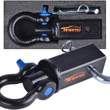 Towever 83710 Shackle Hitch Receiver 2 Inch(360 Degree Rotate D Ring for Towing Strap), Tow Hitch Accessories for Vehicle, Off-Road Recovery