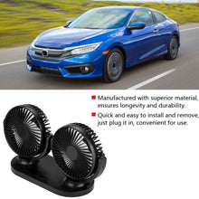 Qii lu USB Fan, USB Dual Head Car Fan Portable Air Conditioner Auto Cooler Ventilation 12V(all black)