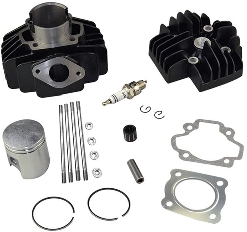 FLYPIG New Cylinder Head Piston Assembly Rings Gasket Spark Plug Top End Kit Fit for Yamaha PW50 QT50 60cc BIG BORE QT60 PW60 YF60S 4-Zinger YT60 Tri-Zinger 1979-2009
