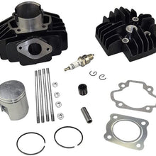 FLYPIG New Cylinder Head Piston Assembly Rings Gasket Spark Plug Top End Kit Fit for Yamaha PW50 QT50 60cc BIG BORE QT60 PW60 YF60S 4-Zinger YT60 Tri-Zinger 1979-2009