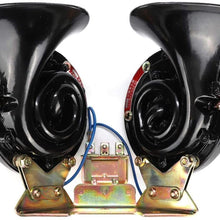 Acouto Car Horn, Car Styling Accessory 24V Car Horn Universal Black Electric Snail Horn for Car Truck Boat
