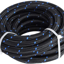 20 Feet -6AN AN6 3/8" Fuel Line Hose Braided Stainless Steel Oil Gas Fuel Hose Line,Black & Blue