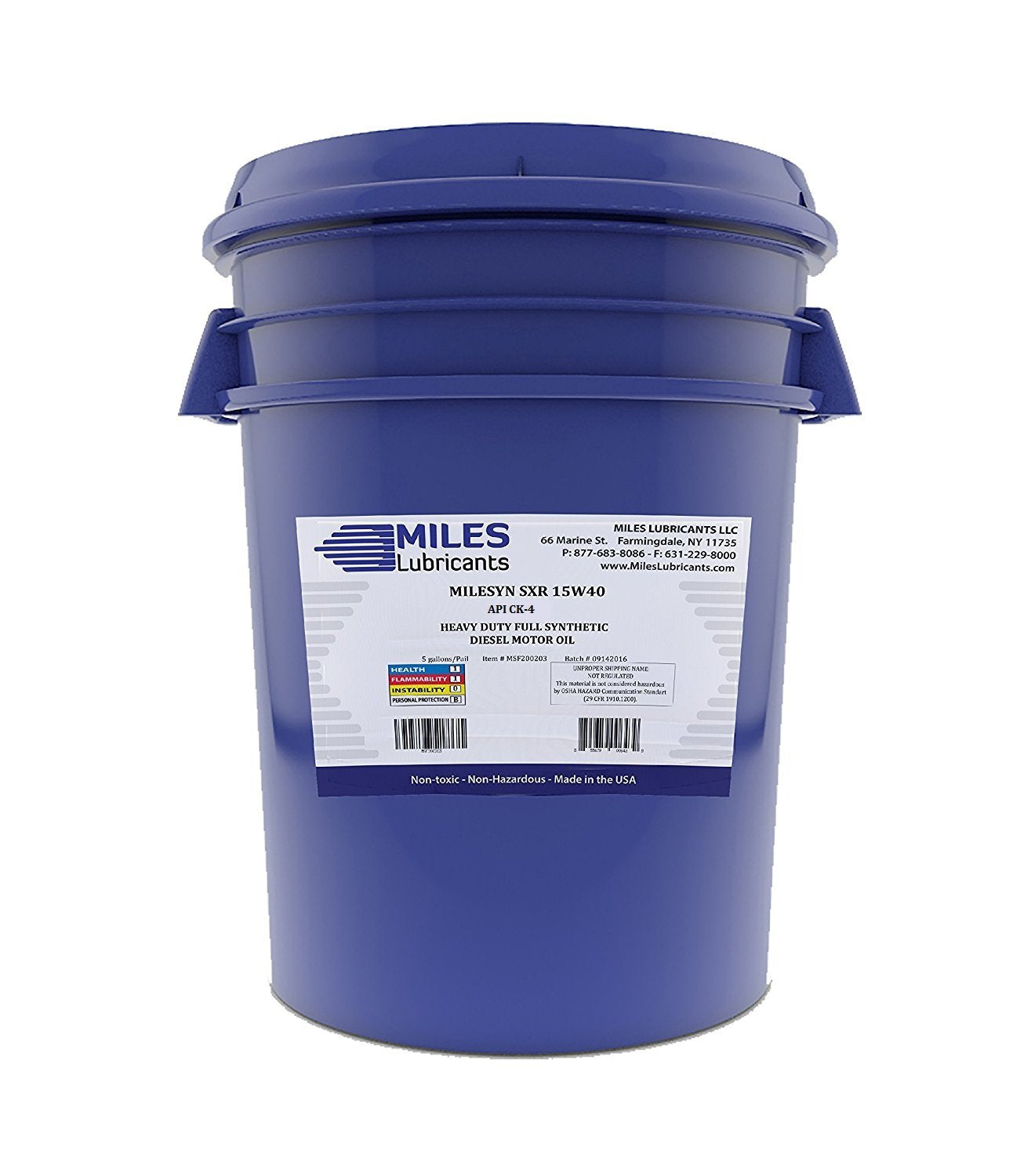 Milesyn SXR 15W40 API CK-4 Full Synthetic Diesel Motor Oil 5 Gallon Pail