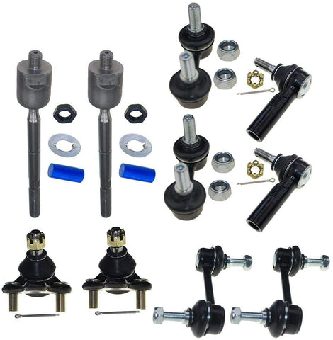 DLZ 10 Pcs Suspension Kit-2 Front Lower Ball Joint 2 Inner 2 Outer Tie Rod End 2 Front 2 Rear Sway Stabilizer Bar Link Compatible With Corolla 1993-2002 ES2382 EV303 K9742 K9545 K90124
