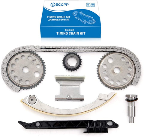 ECCPP Engine Timing Chain Kit Guide Tensioner Sprocket fits for Buick Chevy GMC Pontiac Saab Saturn 2.0L 2.2L 2.4L L4 12680750 9-4201S 9-4201SX