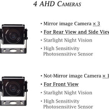 9" AHD Truck Parking Backup System & Built-in DVR Surveillance IPS Screen 4 Cameras 4-Channel Separate 720P HD Recording for Truck Bus Trailer Motorhome 12V-24V No-Light Night Vision 4-PIN Shockproof