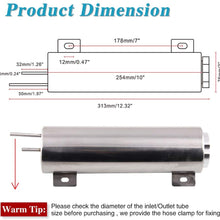 Ruien Radiator Coolant Overflow Tank/Reservior 3"x 9" Polished Stainless 32 oz Silver