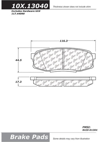 Centric (105.13040) Posi Quiet Brake Pad, Ceramic
