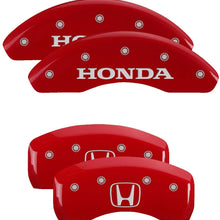 MGP Caliper Covers 20218SHOHRD Red Powder Coat Finish "Honda/H Logo" Engraved Caliper Cover with Silver Characters, Set of 4