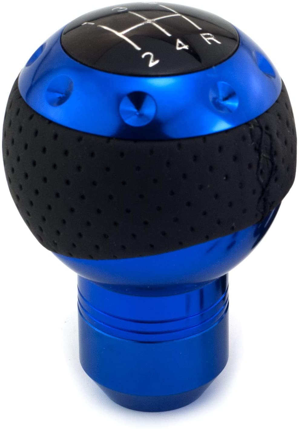 Thruifo 5 Speed Gear Shifter Knob, Leather & Aluminum Automatic Manual Car Stick Shift Head Fit Most MT Vehicles, Blue