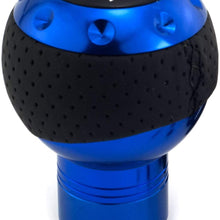Thruifo 5 Speed Gear Shifter Knob, Leather & Aluminum Automatic Manual Car Stick Shift Head Fit Most MT Vehicles, Blue