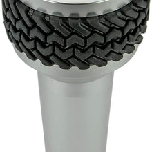 DV8 Offroad | Replacement Automatic Transmission Shift Knob for Wrangler JK | Billet Aluminum | Includes Patented Tire Tread Rubber Grip | Silver Finish