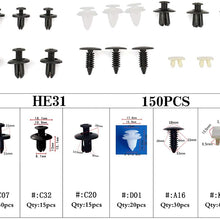 INEEDUP Car Retainer Clips Fasteners Cars Body Kits 6Sizes Push Style Bumper Clips fit for GM Ford Toyota Honda,150Pcs