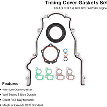 Timing Cover Gasket Set - Compatible with 4.8L 5.3L 5.7L 6.0L 6.2L Chevy Silverado, Suburban, Tahoe, GMC Sierra, Yukon, Savana, Cadillac Escalade - Replace 12633904 TCS45993