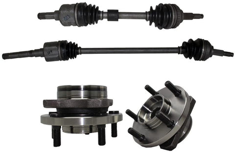 Detroit Axle - New 4pc Kit - Both (2) Front Driver & Passenger Side CV Axle Drive Shafts + Both (2) Wheel Hub & Bearings for FWD Grand Caravan Town & Country Voyager, Caravan - NOT for 14' Wheel Model