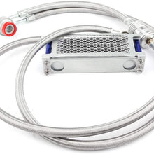 KIMISS Aluminum 65ml Motorcycle Oil Cooler Engine Oil Cooling Radiator System Kit With 2pcs Hollow Screw for GY6 Engine(Silver)