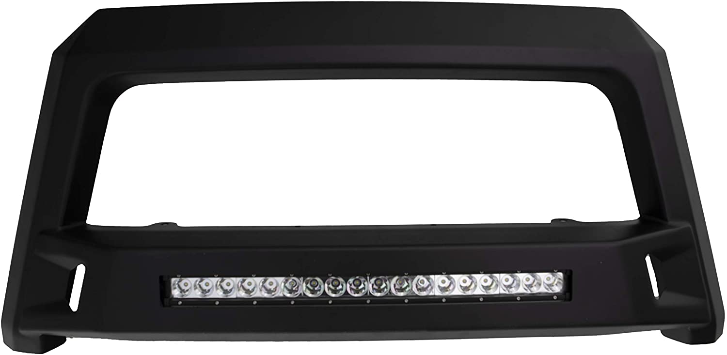 Lund 86521210 Revolution Black Steel Bull Bar with Integrated LED Light Bar for 2005-2015 Toyota Tacoma (Black REVOLUTION BULL BAR)