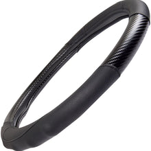 BDK SW-712-BK Motor Trend GripDrive Carbon Fiber and Leather Steering Wheel Cover – Universal Fit for 14.5"-15.5 Wheels