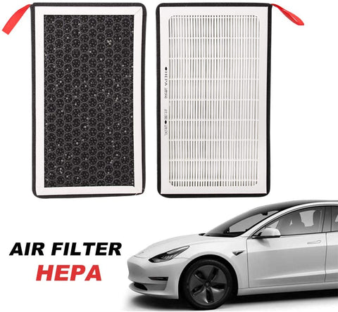 Tesla Model 3 Model Y Air Filter HEPA 2 Pack with Pm2.5 Activated Carbon Three-Layer Purifier Suitable for All Tesla Model 3 from 2017-2021,Air Conditioner Replacement Cabin Air-Filters