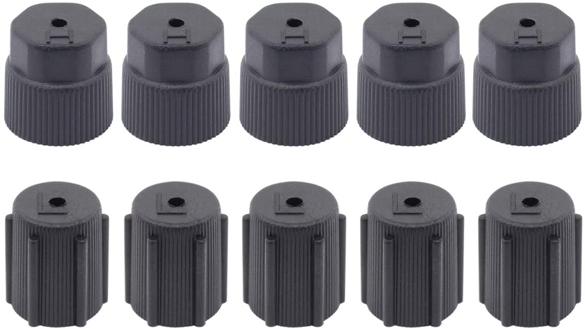 ApplianPar AC R134a Valve Cap Air Conditioning Service System Charging Port Cover Leakproof Hat A/C 13mm Low and 16mm High Pressure Side Pack of 10