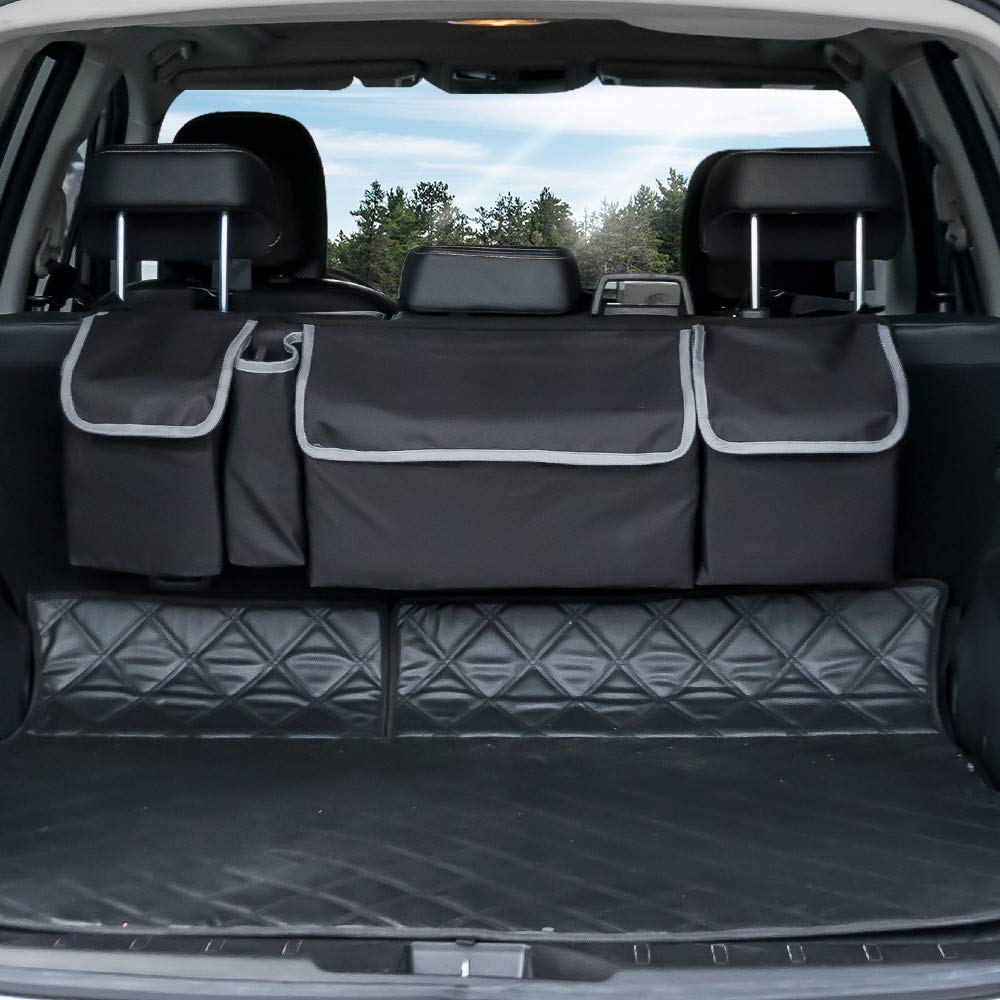 Trunk Organizer Car Storage, Seat Back Storage to Keep Car Trunk Neat, Car Trunk Storage Organizer for SUV Gives You a Big Space Back Seat Trunk, Car Cargo Organizer Frees up Your Trunk Floor.