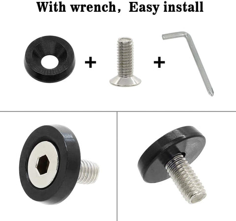 MotoParty Bumper Fender Washer/Bolt Engine Bay Dress Up Kit M6 20PCS Aluminum With Wrench(Black)