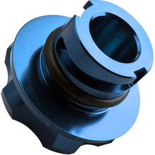 VMS RACING BLUE OIL CAP with BLACK ENGINE OIL NOTICE Emblem in CNC Machined Billet Aluminum Compatible with Ford Mustang 2005-2017 Twist Lock 1/4 Turn Cap Mechanism