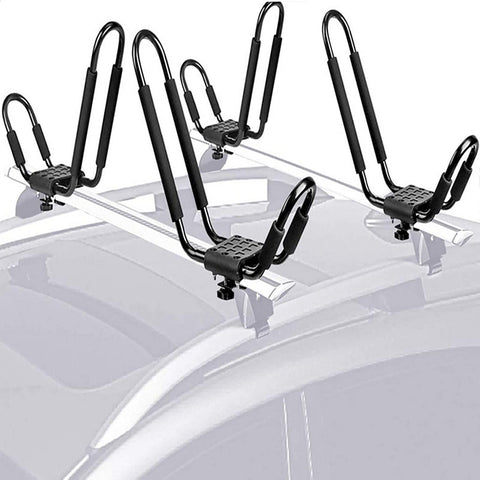 poueae Kayak Carrier Rack J -Bar Rack for Canoe Kayaks Surfboard and Ski Board Mount on Car Roof Crossbar(2 Pair)