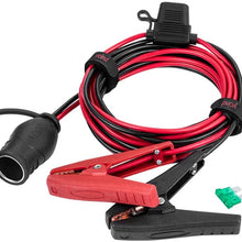 YCIND Battery Alligator Clips Clamp Clip-on to Female Cigarette Lighter Socket Outlet Battery Boost Cable Heavy Duty 30A Fuse 12V/24V 12AWG Cord 6Ft