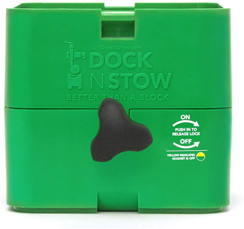 Dock N Stow Trailer Jack Stand, Stabilizing Leveling Block Stores on Tongue Frame, Fits Most Jack Foot Plates, and Wheels, RV Camper, Pop Up, Boat, Utility Travel Accessories, Secures w/a Magnet GEN 2
