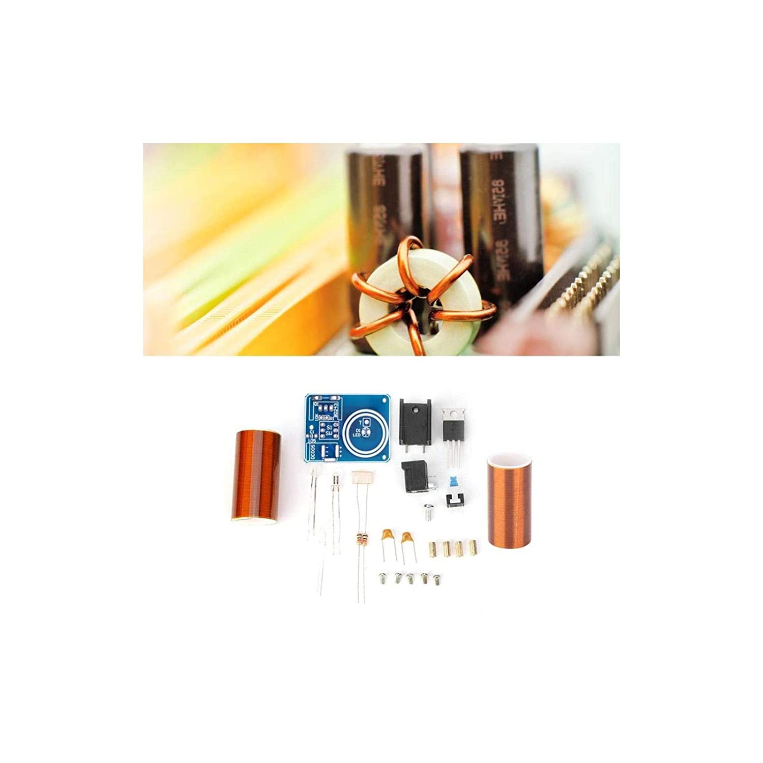 Tesla Coil,DC12V Mini Electronic Tesla Coil,LED Spark Module Kit Electronic DIY Kit,for Innovative Experiments Such as Electrical Lighting, Fluorescence Spectroscopy(Assembly Kit)